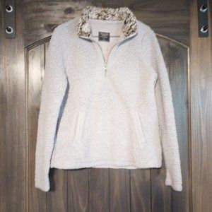 Abercrombie and Fitch fleece/sherpa 1/4 zip gray pullover- pockets. Size small